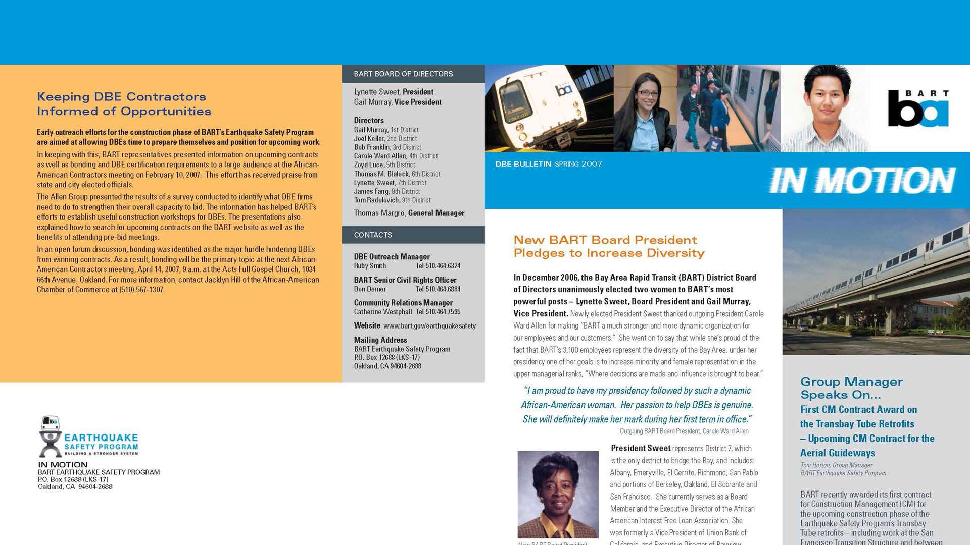 BART Earthquake Safety Program DBE Support Services